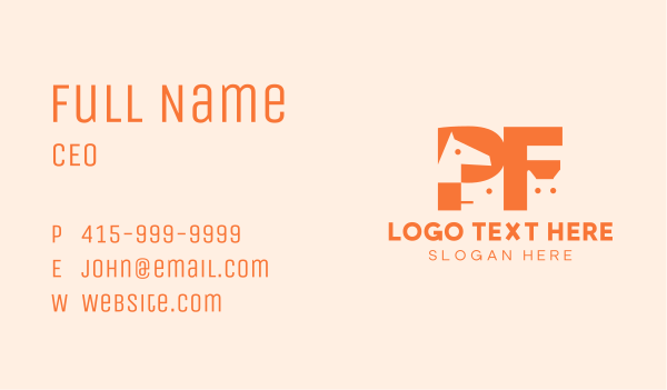 Animals Letter P & F Business Card Design Image Preview
