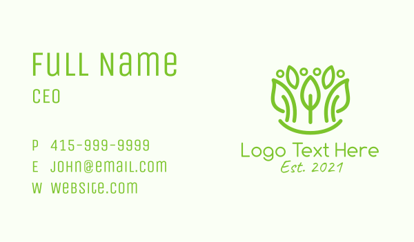 Green Botanical Leaf  Business Card Design Image Preview