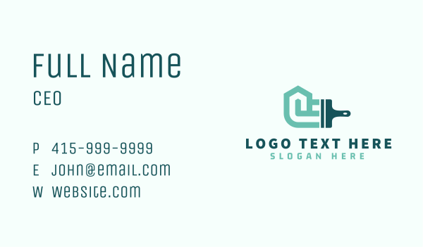 Green Home Paintbrush Business Card Design Image Preview