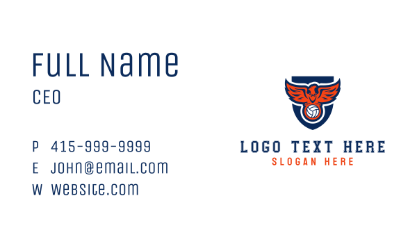 Volleyball Eagle Shield Business Card Design Image Preview