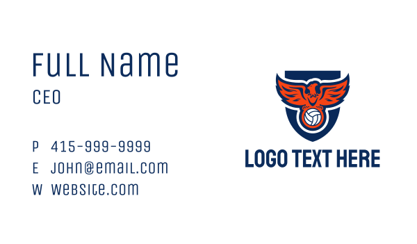 Volleyball Eagle Shield Business Card Design