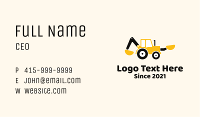 Backhoe Loader Equipment Business Card