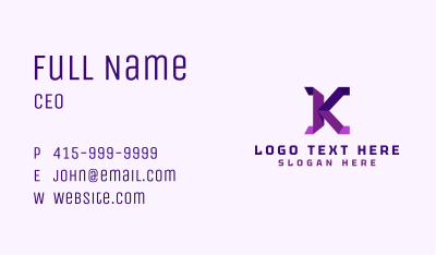 Digital Tech Letter K Business Card Image Preview