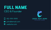 Letter C Aquatic Wave  Business Card Image Preview