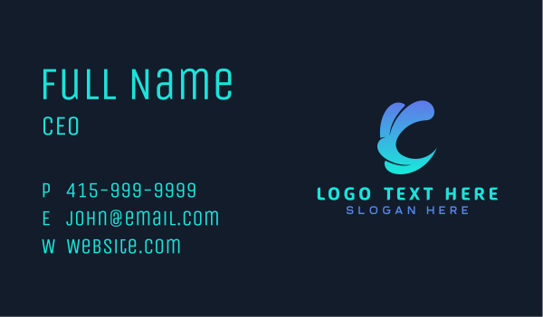 Letter C Aquatic Wave  Business Card Design Image Preview