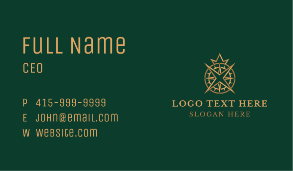 Golden Compass Crown Business Card Design Image Preview