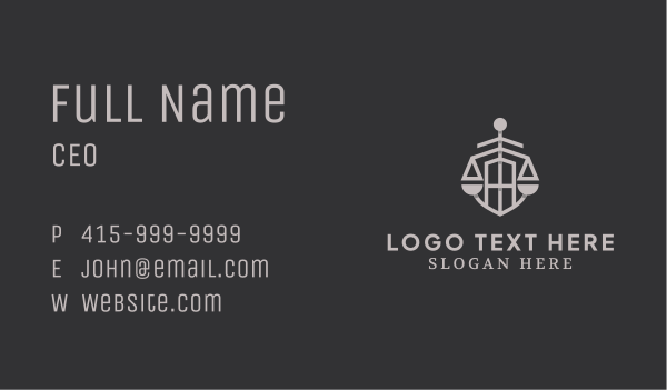 Gray Shield Legal Scale Business Card Design Image Preview