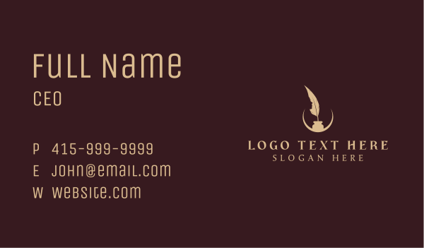 Writer Feather Quill Business Card Design Image Preview