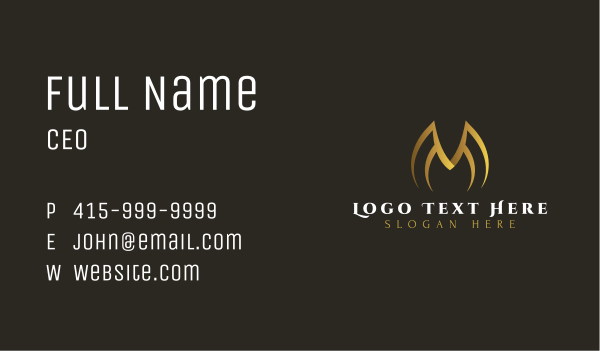 Luxe Gold Letter M Business Card Design Image Preview