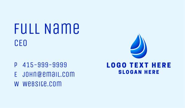 Water Droplet Plumbing Business Card Design