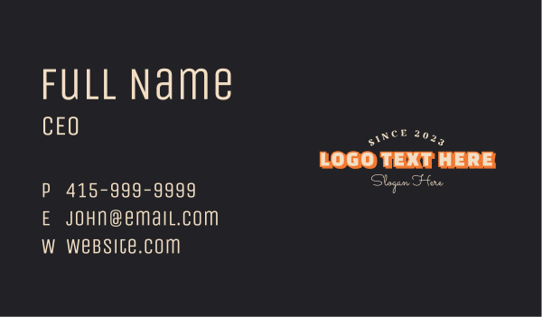 Casual Retro Wordmark  Business Card Design Image Preview