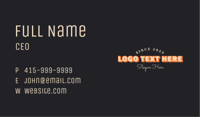 Casual Retro Wordmark  Business Card Image Preview