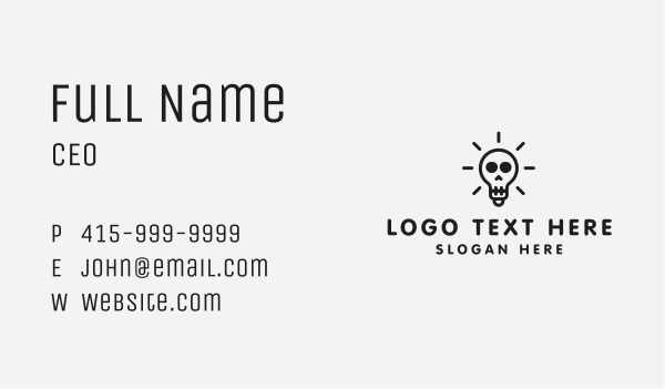Black Skull Light Bulb  Business Card Design Image Preview
