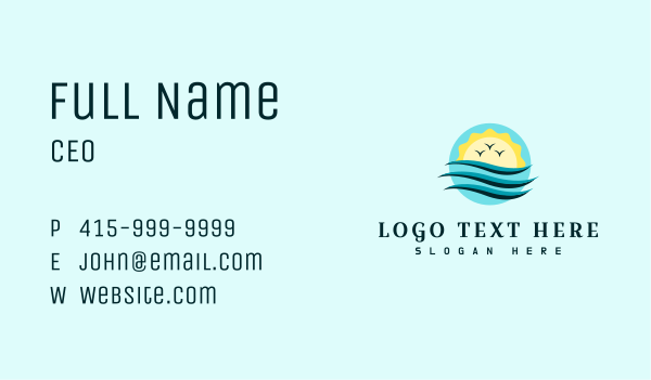Beach Wave Sunset Business Card Design Image Preview