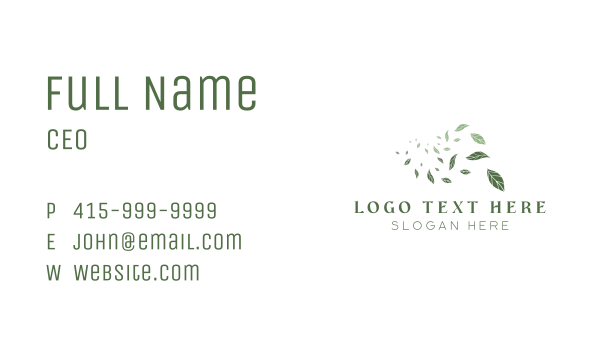 Organic Flying Leaf Business Card Design Image Preview