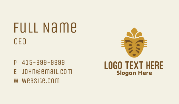 Golden Mayan Mask Business Card Design