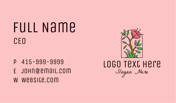Wild Peony Flower Business Card Design Image Preview