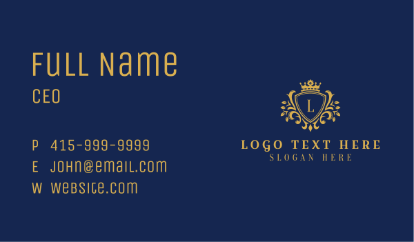 Shield Crown Wreath Business Card Design Image Preview