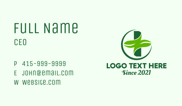 Environmental Cross Leaf  Business Card Design Image Preview