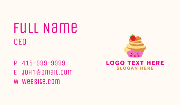 Happy Fruit Cupcake  Business Card Design Image Preview