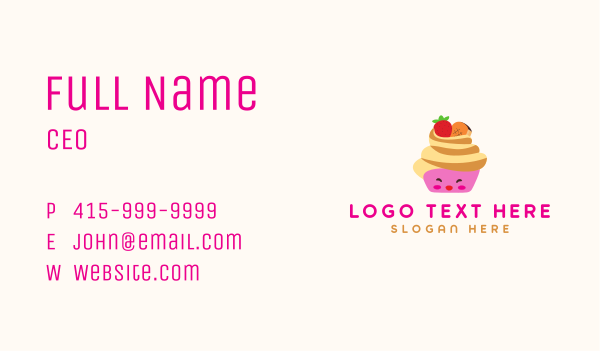 Happy Fruit Cupcake  Business Card Design Image Preview