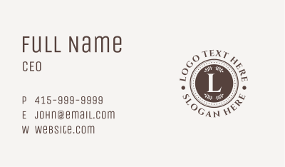 Coffee Shop Emblem Letter  Business Card