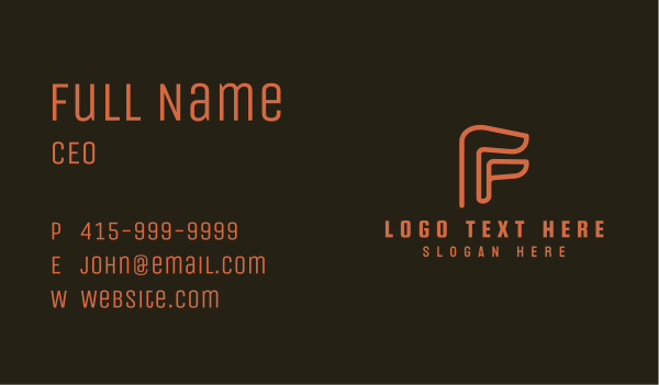 Orange Outline Letter F Business Card Design Image Preview