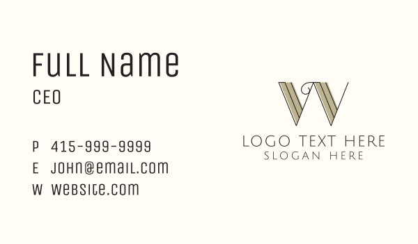 Retro Letter W Business Card Design Image Preview