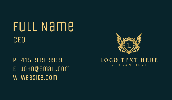 Elegant Pegasus Crest Lettermark Business Card Design Image Preview