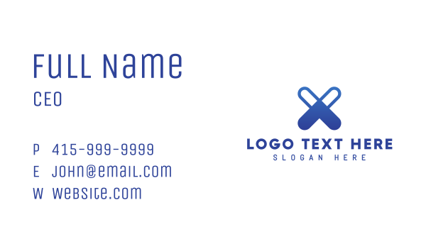 Modern Blue X Business Card Design Image Preview