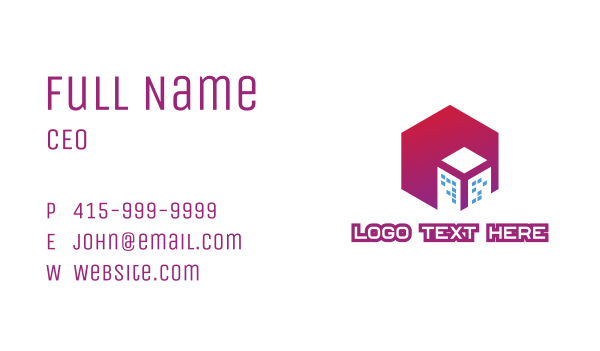 Gradient Polygon Building Business Card Design Image Preview