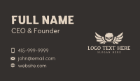 Vintage Grunge Skull Wings Business Card Design