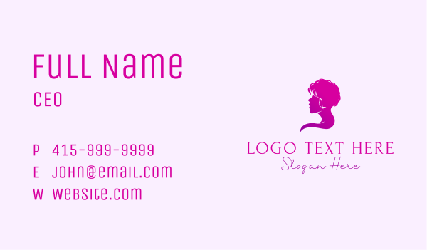 Female Curly Hair Business Card Design Image Preview