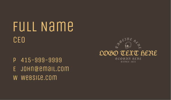 Skull Gothic Wordmark Business Card Design Image Preview