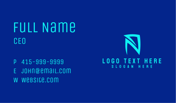 Blue Letter N Technology Business Card Design Image Preview