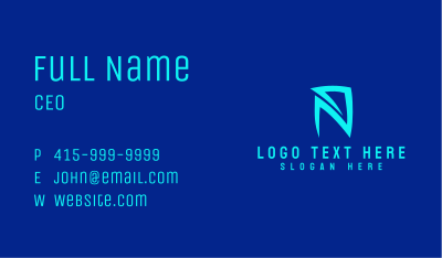 Blue Letter N Technology Business Card Image Preview