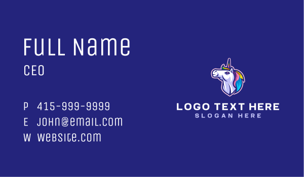 Unicorn Horse Gaming Business Card Design Image Preview