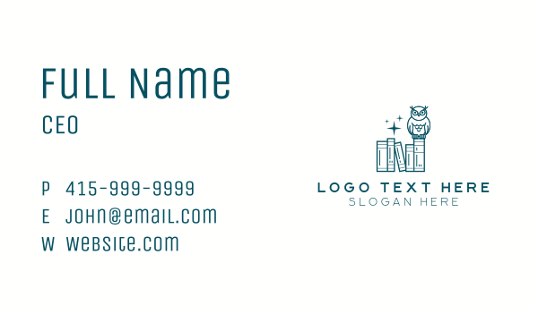 Owl Book Library  Business Card Design Image Preview