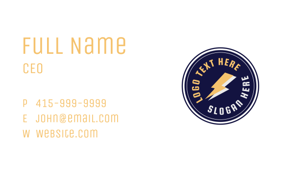 Thunder Bolt Emblem Business Card Design Image Preview