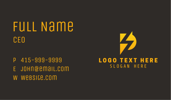 Yellow Lightning Letter P Business Card Design Image Preview