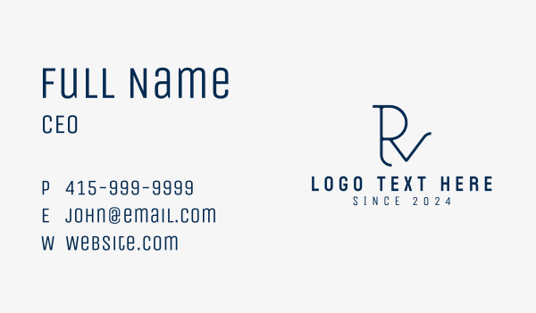 R & V Monogram Business Card Design Image Preview