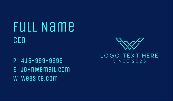 Futuristic Letter W Business Card Design Image Preview