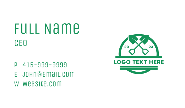 Green Garden Shovel  Business Card Design Image Preview