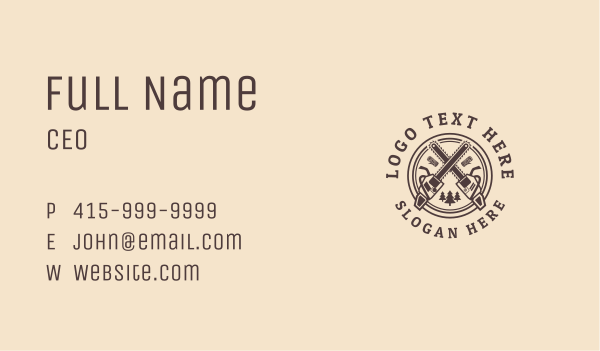 Wood Chainsaw  Emblem Business Card Design Image Preview