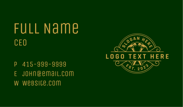 Hammer Tool Craftsman Business Card Design Image Preview