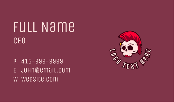 Mohawk Punk Skull Business Card Design Image Preview