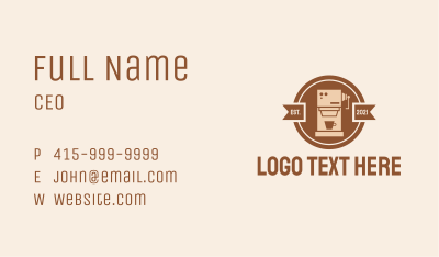 Coffee Machine Cafe Badge Business Card Image Preview