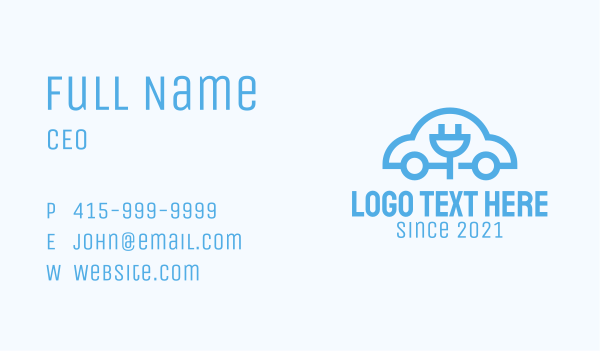 Blue Electric Car  Business Card Design Image Preview