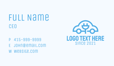 Blue Electric Car  Business Card Image Preview