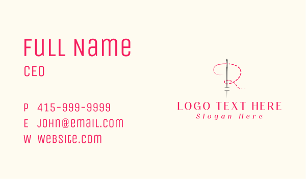 Tailoring Needle Letter R Business Card Design Image Preview